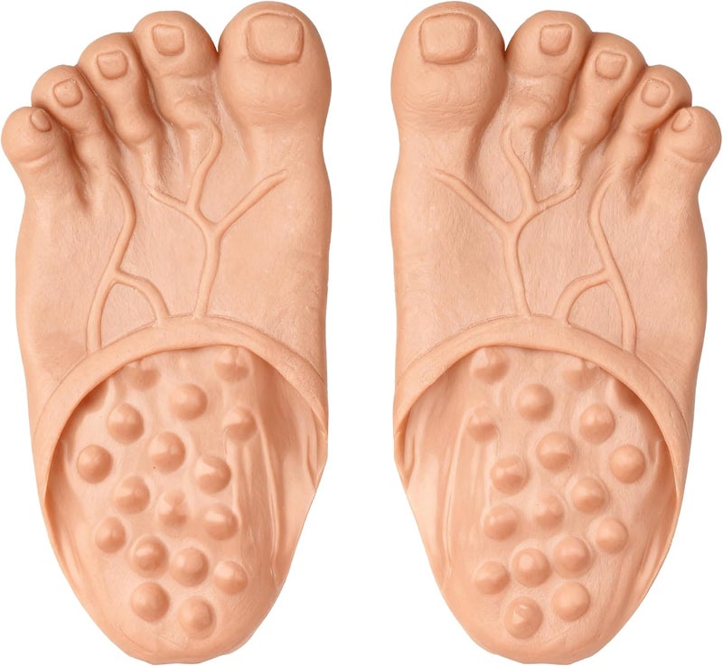 Chambom Funny Feet Slippers - Gag Gifts, Funny White Elephant Gifts Costumes Barefoot Slippers Novelty Plastic Costume Feet Toe Shoe Big Foot Realistic Costume Accessories - Image 1